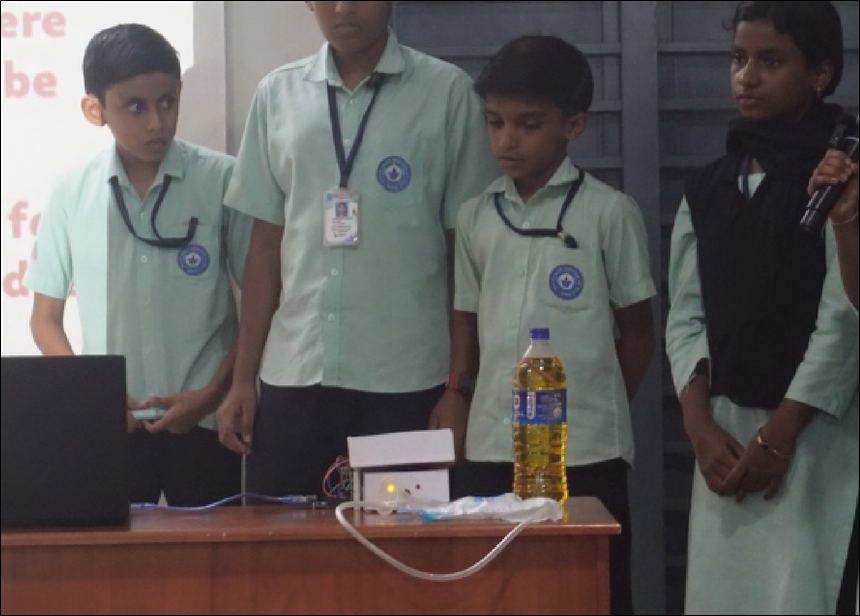 Students demonstrating the Urine Bag Fill Alert